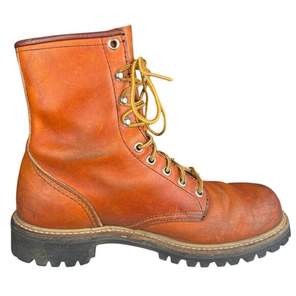 Vintage 80’s Red Wing Irish Setter Men’s Brown Leather Logger Boot Size 8.5 C - Picture 4 of 13